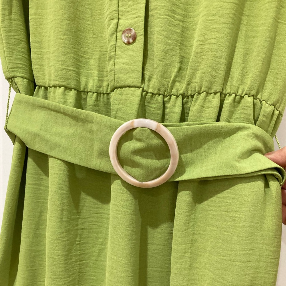 Luxology Olive Green Midi Dress with Belt - Picture 4 of 5